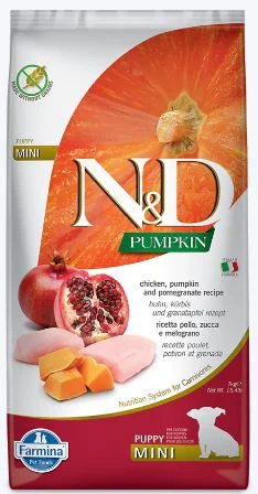 Farmina Natural & Delicious Grain Fee Chicken Pumpkin & Pomegranate  Puppy Mini Dry Food