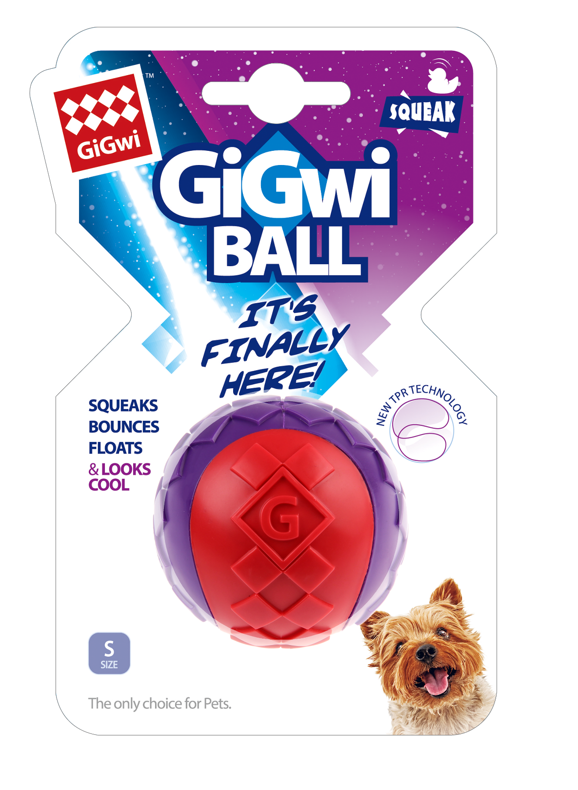 Gigwi Ball Squeaker Solid Red/Purple Dog Toy