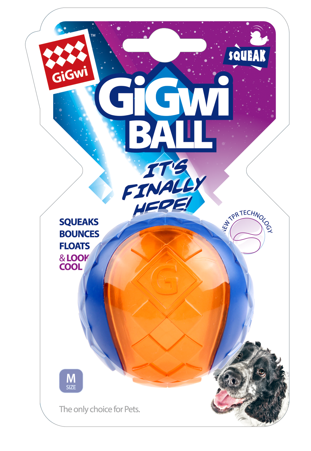 Gigwi Ball Squeaker Solid Blue/Orange Dog Toy