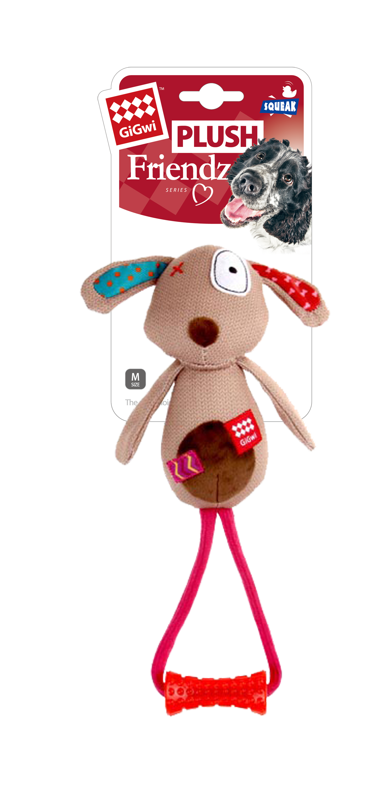 Gigwi Plush Friendz With Transparent Johnny Stick  Dog Toy