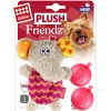 Gigwi Plush Friendz Dog Toy With Refillable Squeaker Elephant Gray-Red