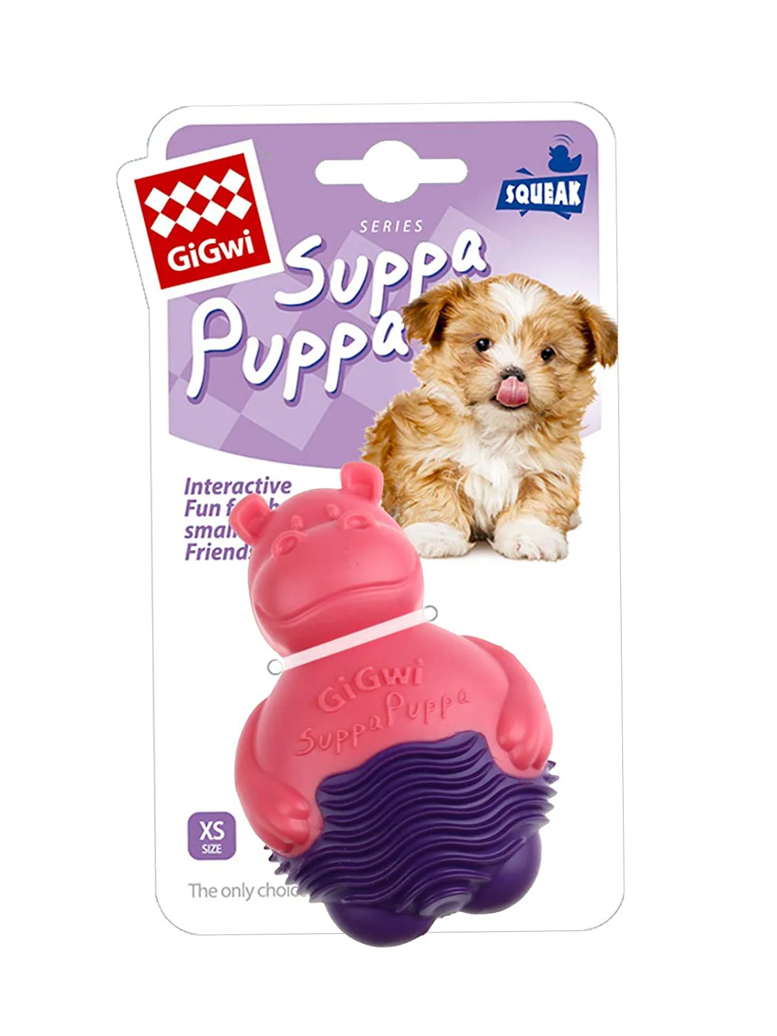 Gigwi SuppaPuppa Hippo Pink - Clear Purple Dog Toy