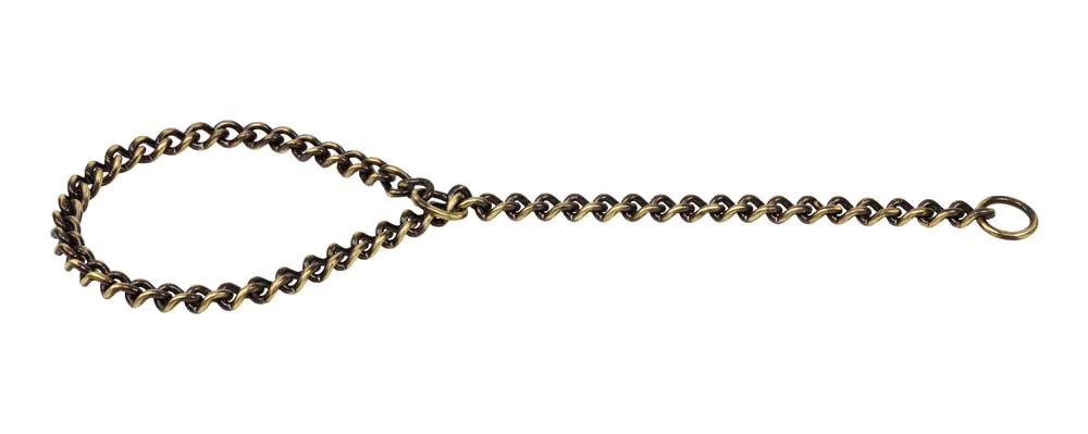 Kennel Brass Choke Chain Thick (L = 24" - 28") (T = 4mm)