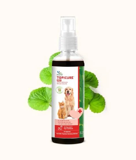Natural Remedies Topicure Pet Spray For Rapid Wound Healing For Dogs, Cats, and Pups of all Breeds