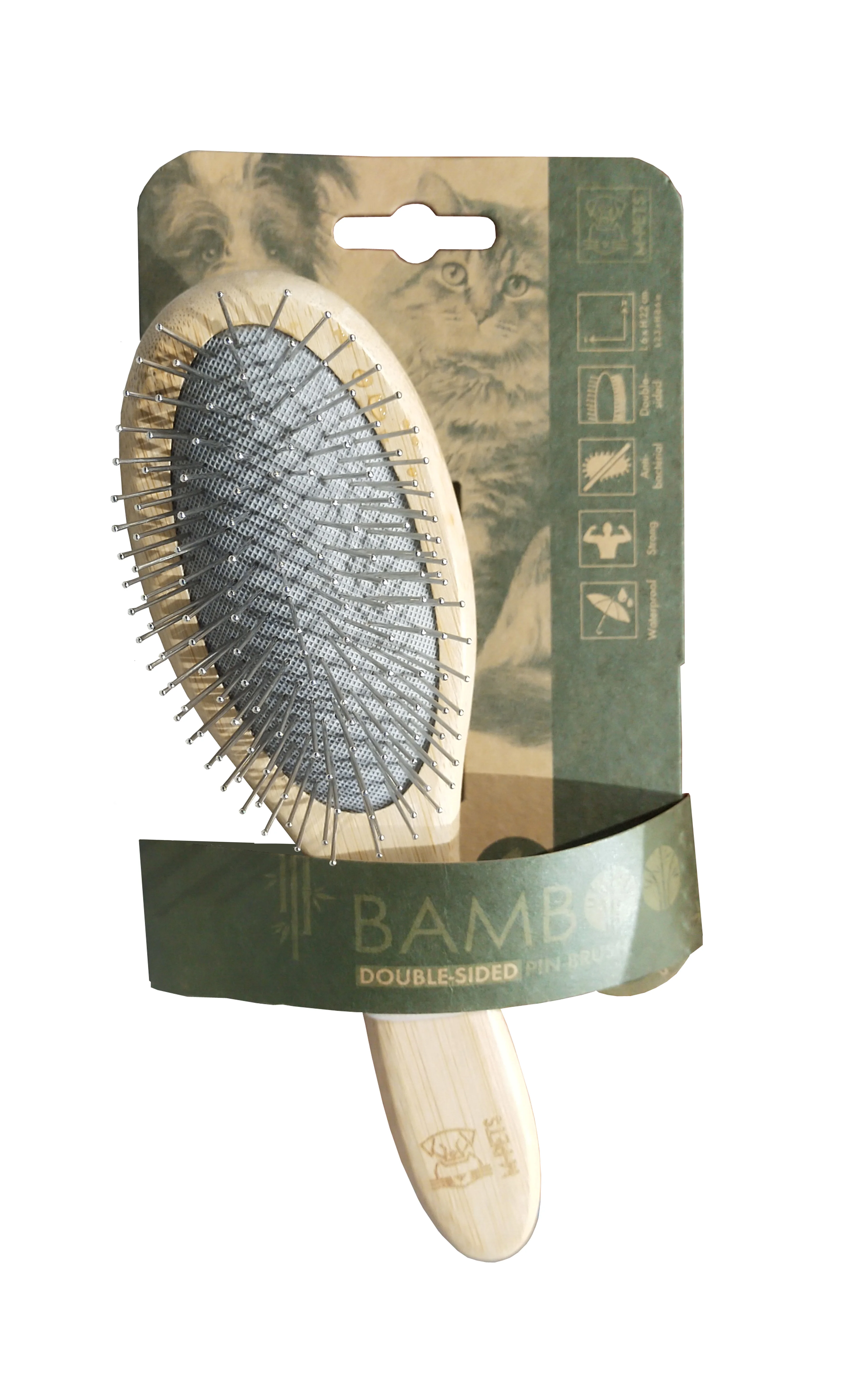 M PETS Bamboo Double Sided Pin Brush