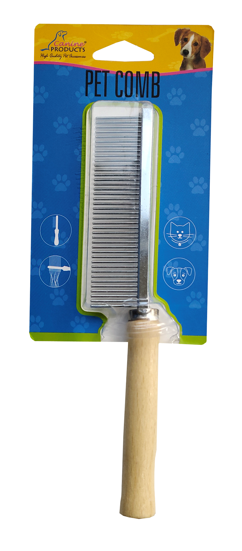 Canine Pet Single Side Comb With Wooden Handle