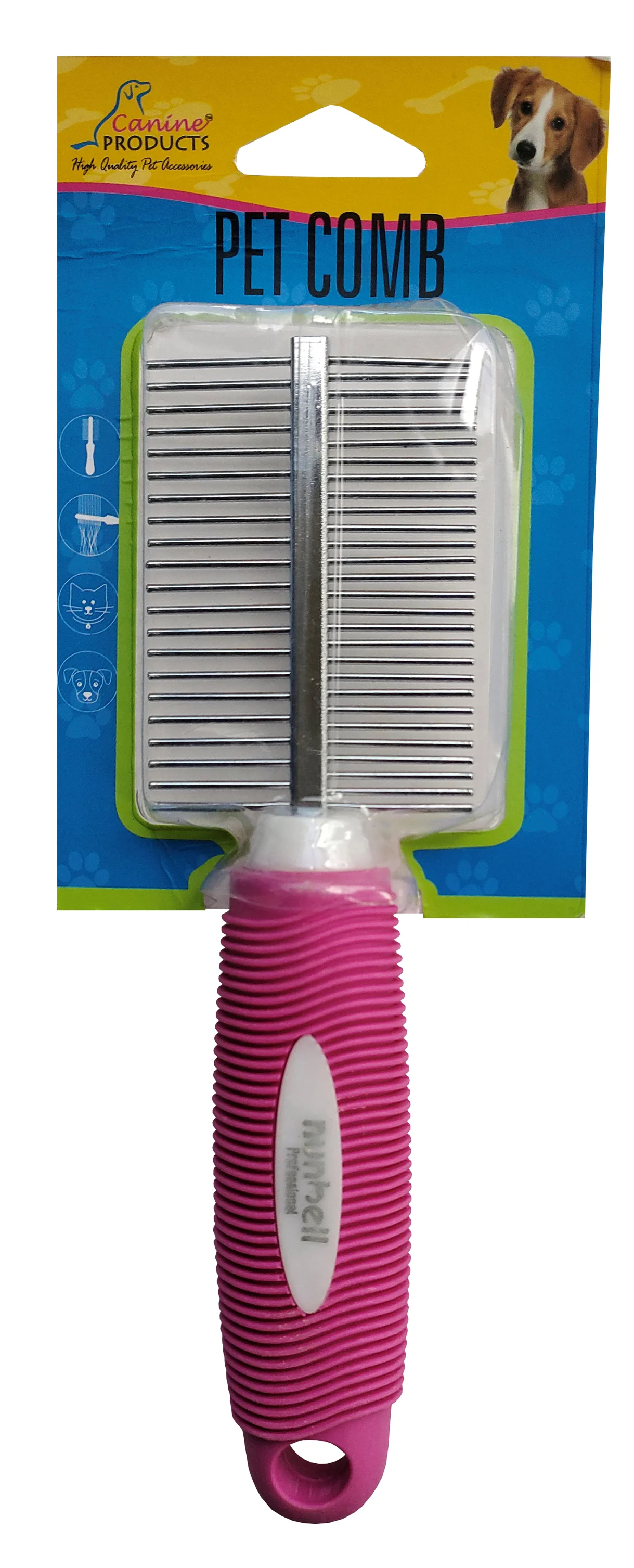 Canine Pet Double Side Comb With Plastic Handle