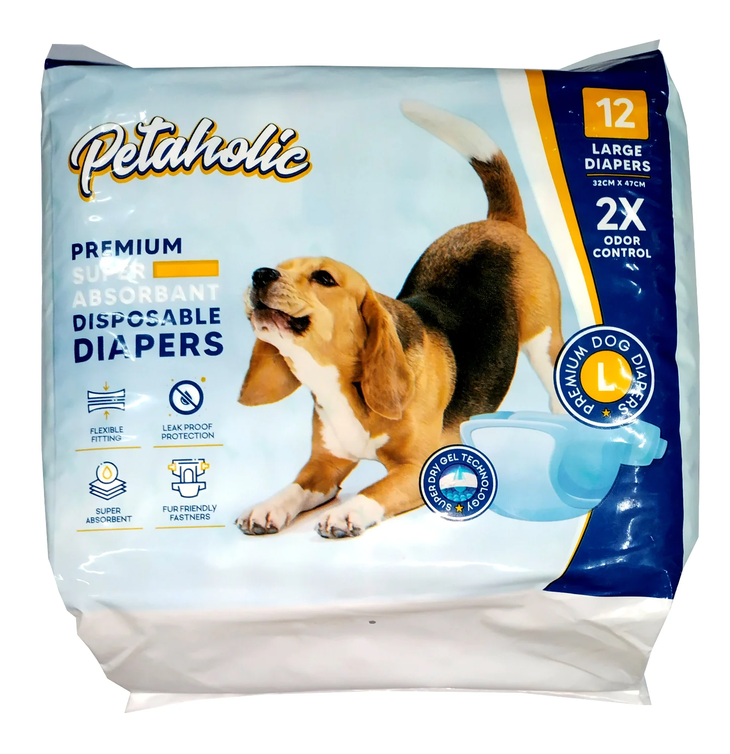 Petaholic Premium Super Absorbant Disposable Diapers (32cmX47cm)
