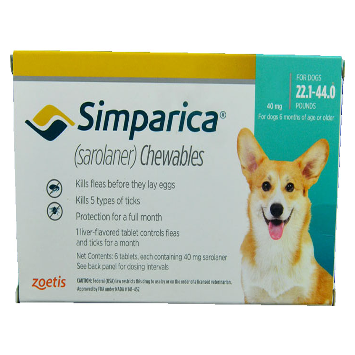 Zoetis Simparica 40mg Body Weight (10 - 20Kg)