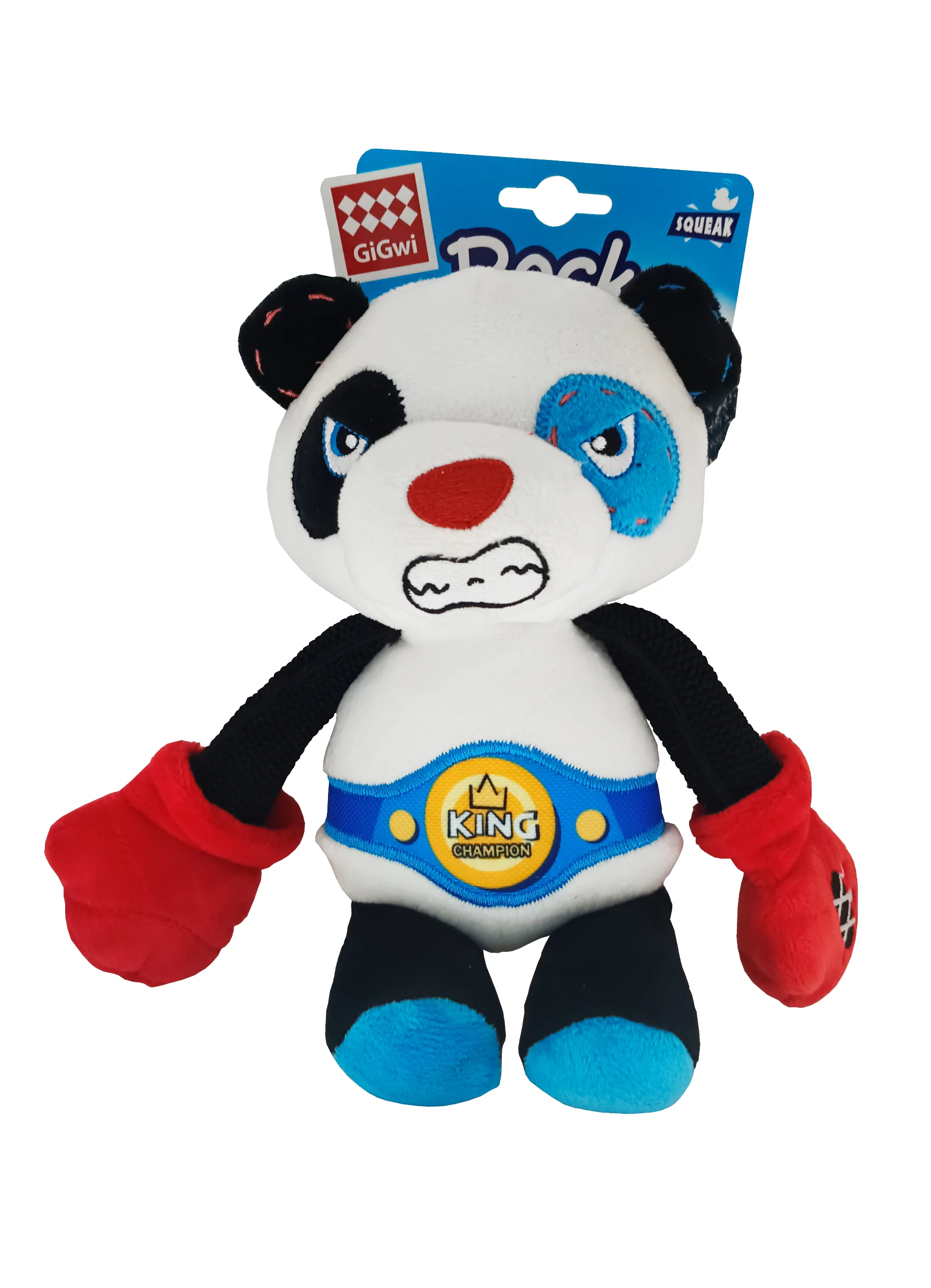 Gigwi Rock Zoo King Boxer Panda with Squeaker  M/L Plush Bungee Arm