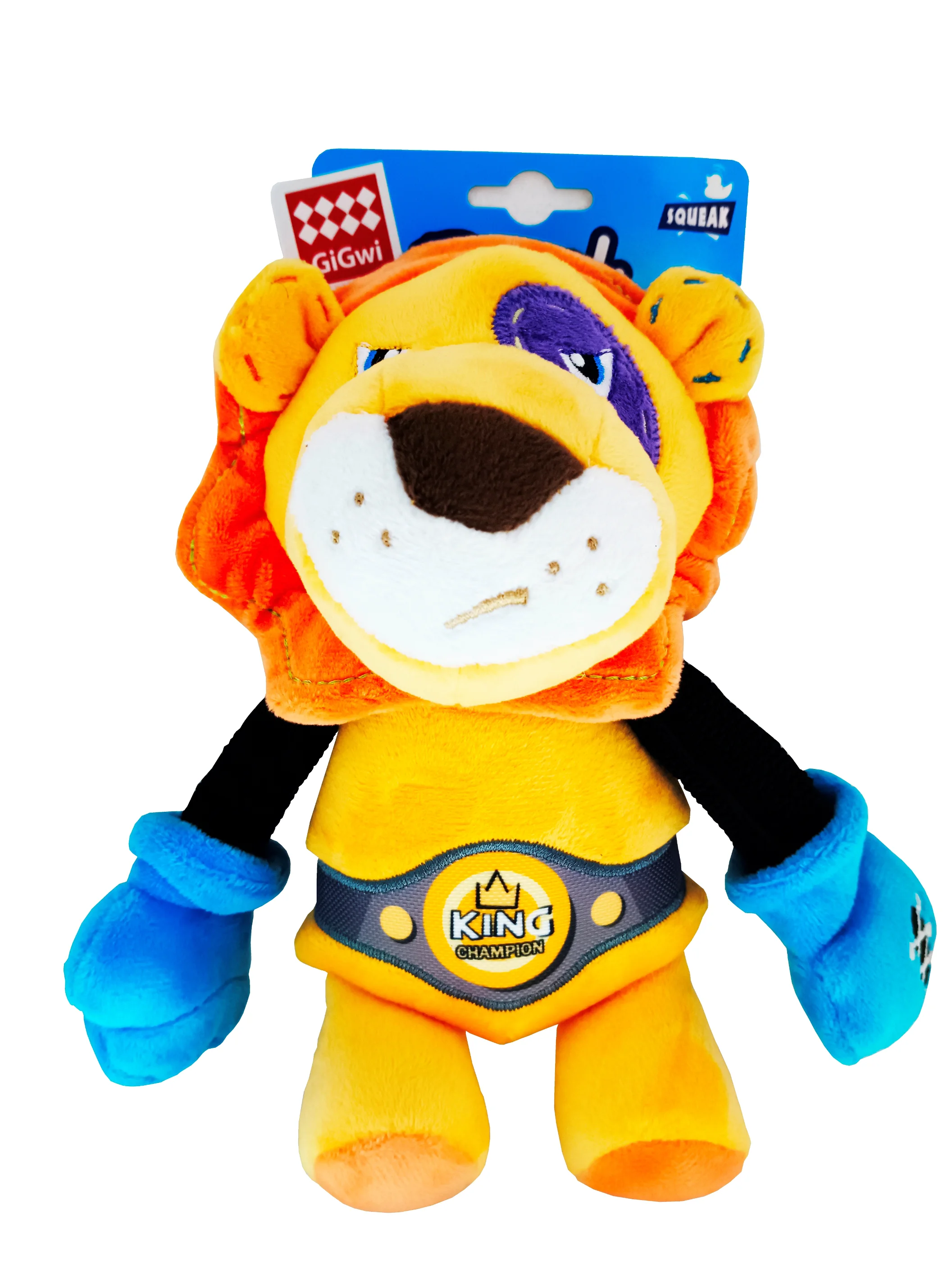 Gigwi Rock Zoo King Boxer Lion With Squeaker M/L Plush /Bungee Arm