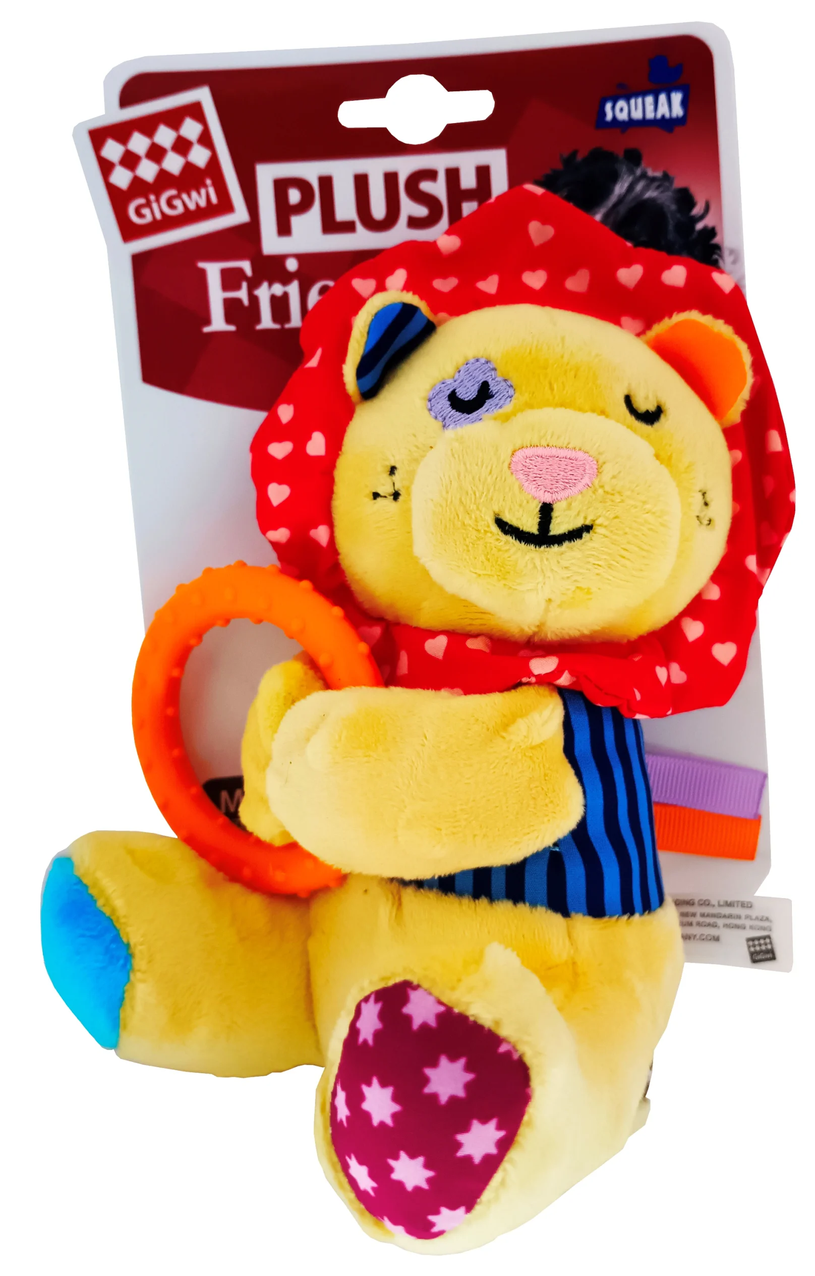 Gigwi Lion Plush Friendz with Squeaker and TPR Ring