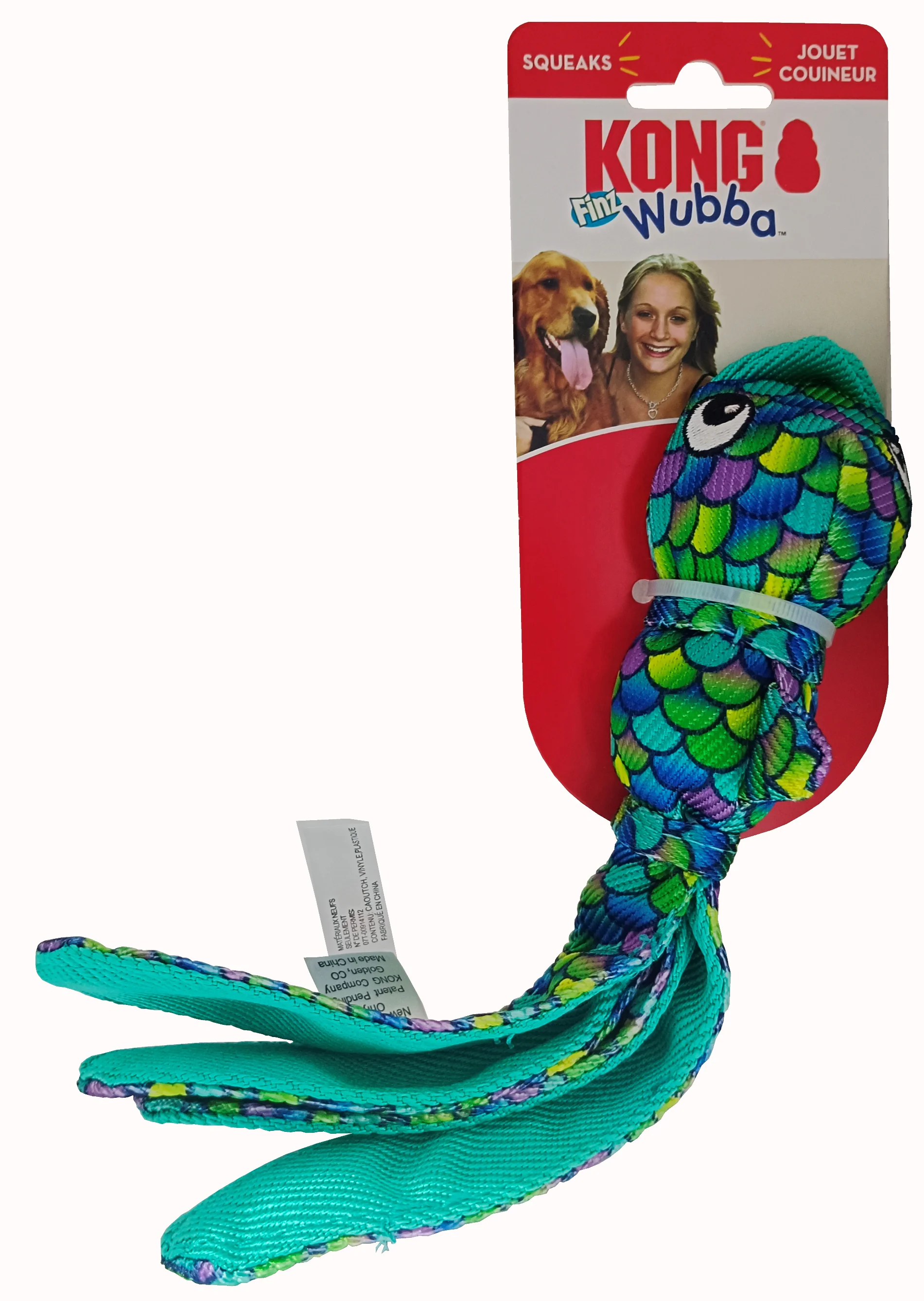 Kong Wubba TM Finz Blue Small Squeaking Toy