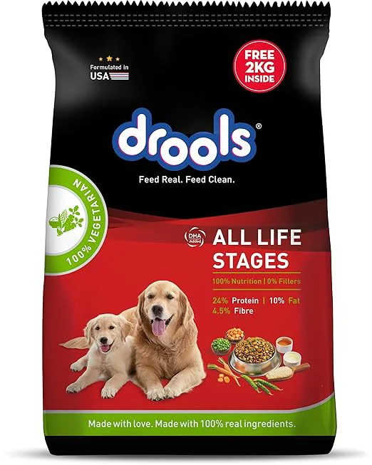 Drools All Life stages 100% Veg dry dog food 8kg+2kg Free - Image 2