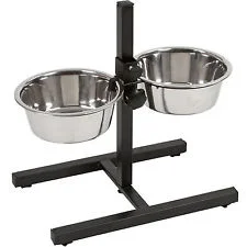 Royale Pet Products  Steel Feeding Bowl With Adjustable H Stand
