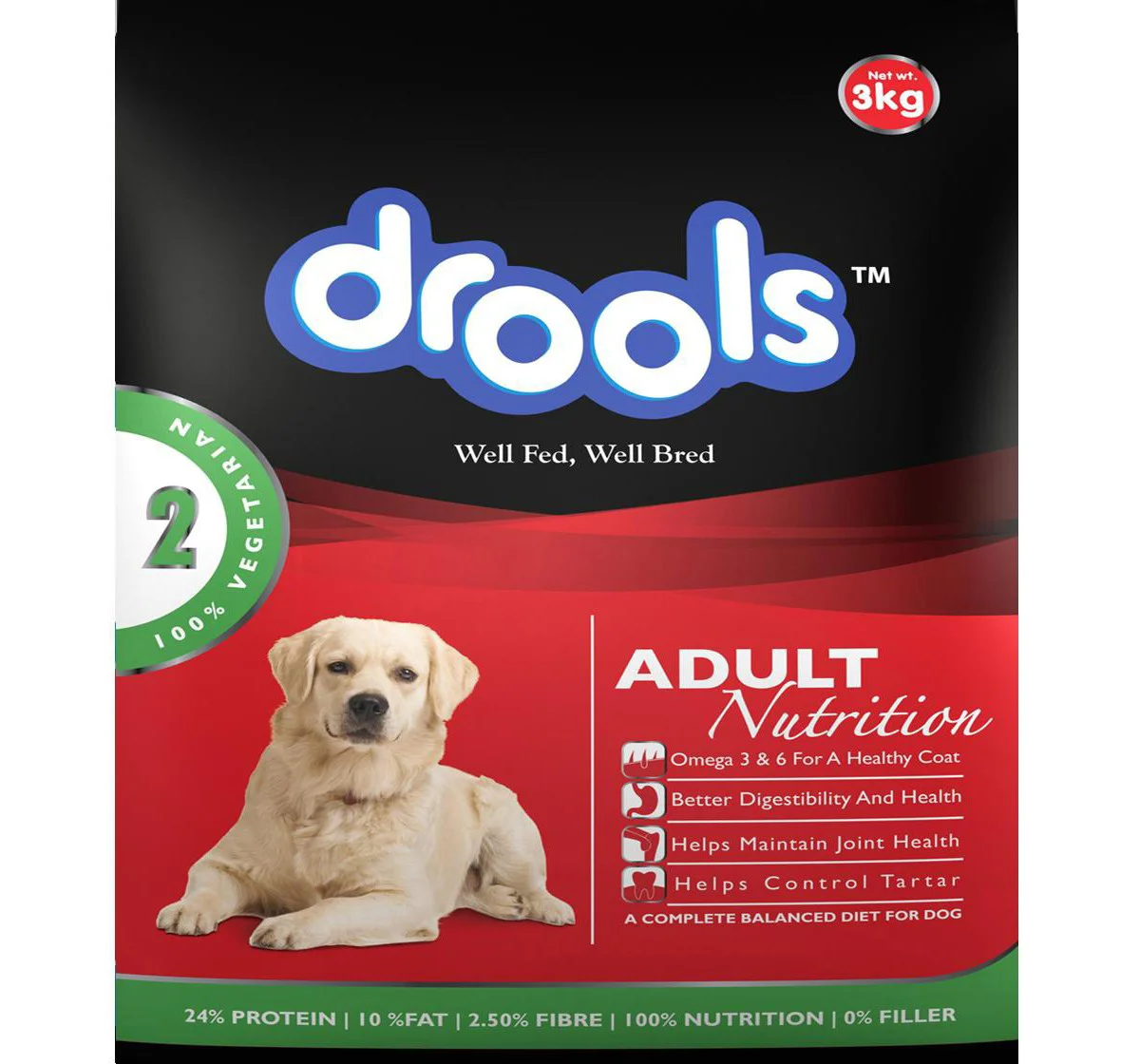 Drools All Life stages 100% Veg dry dog food 8kg+2kg Free - Image 3