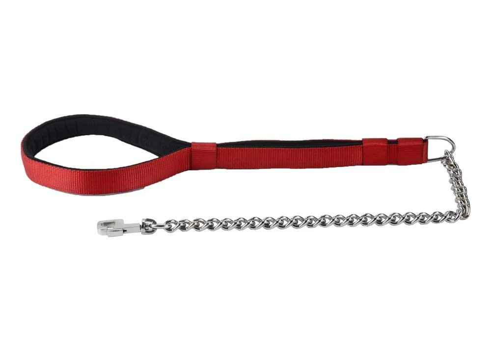 Kennel Chain Lead Extra Thick (L = 20") (T = 5mm) with Padded Nylon Handle (W = 1 1/4")